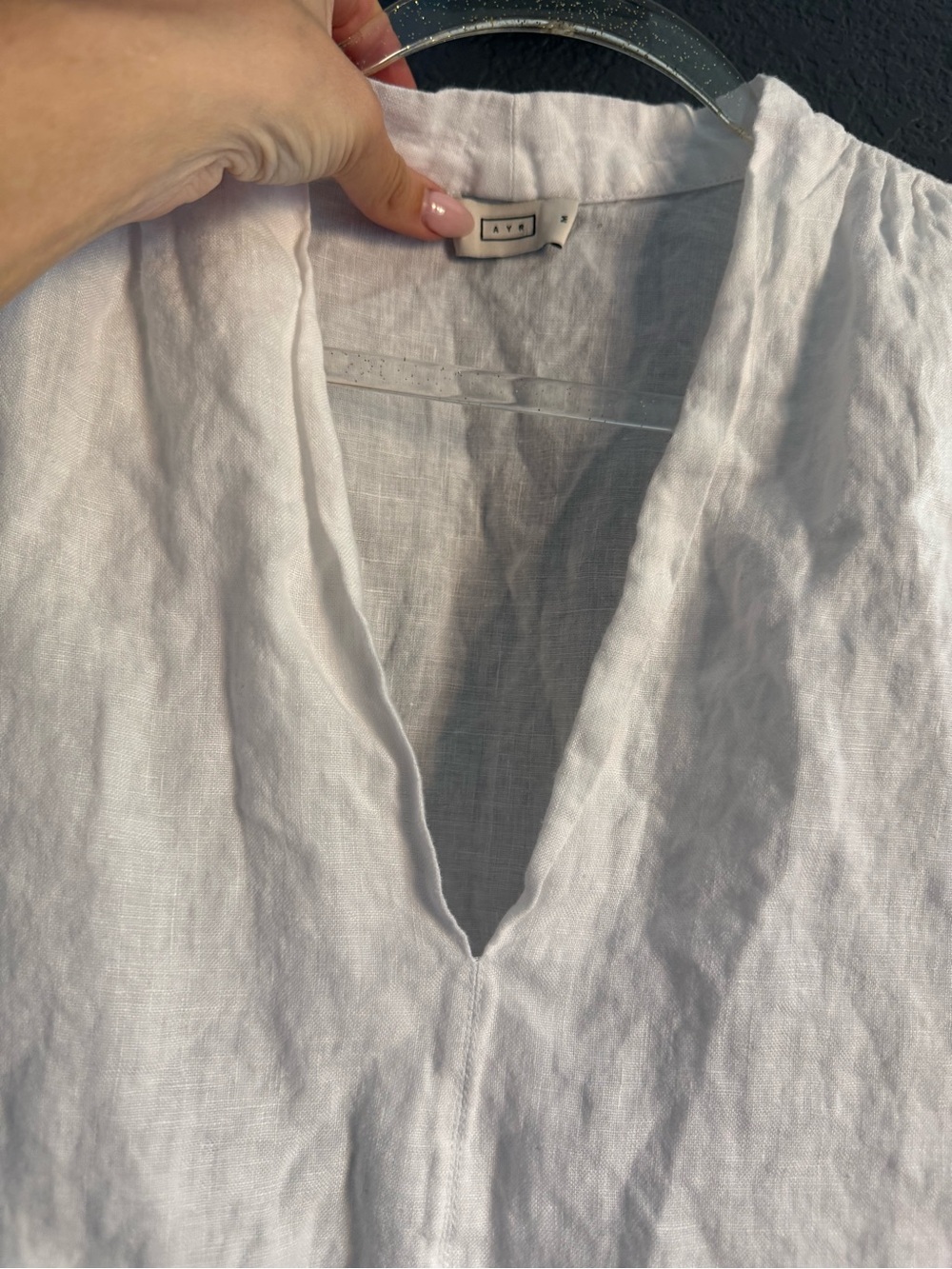 AYR • White Boxy Dolman Sleeve Blouse top shirt - linen - medium - Picture 4 of 8